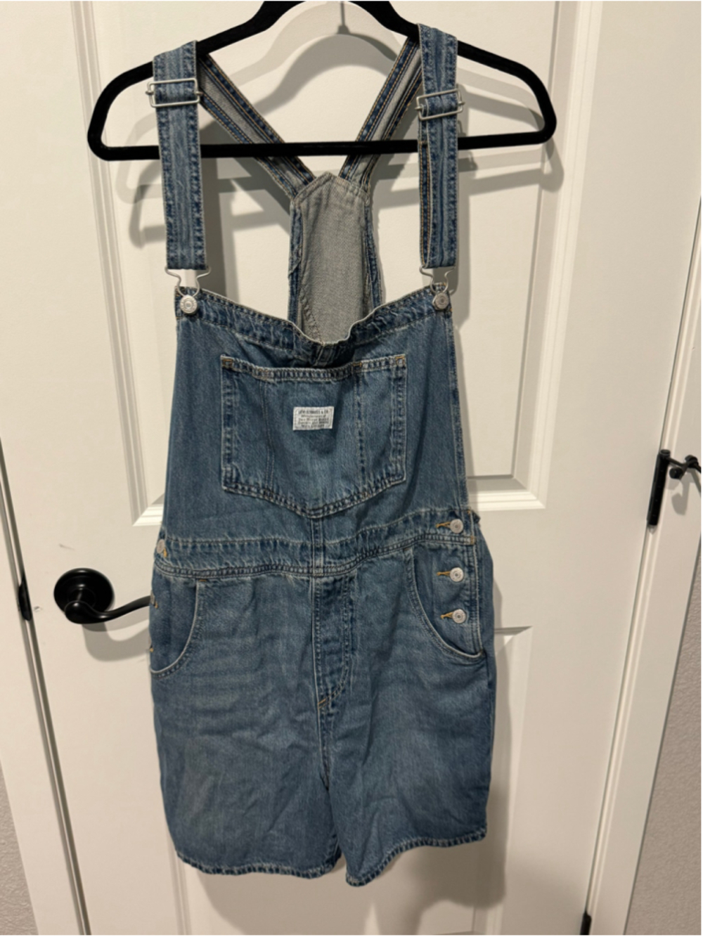 Women's Levi's Size L Denim Shorts Overalls Blue